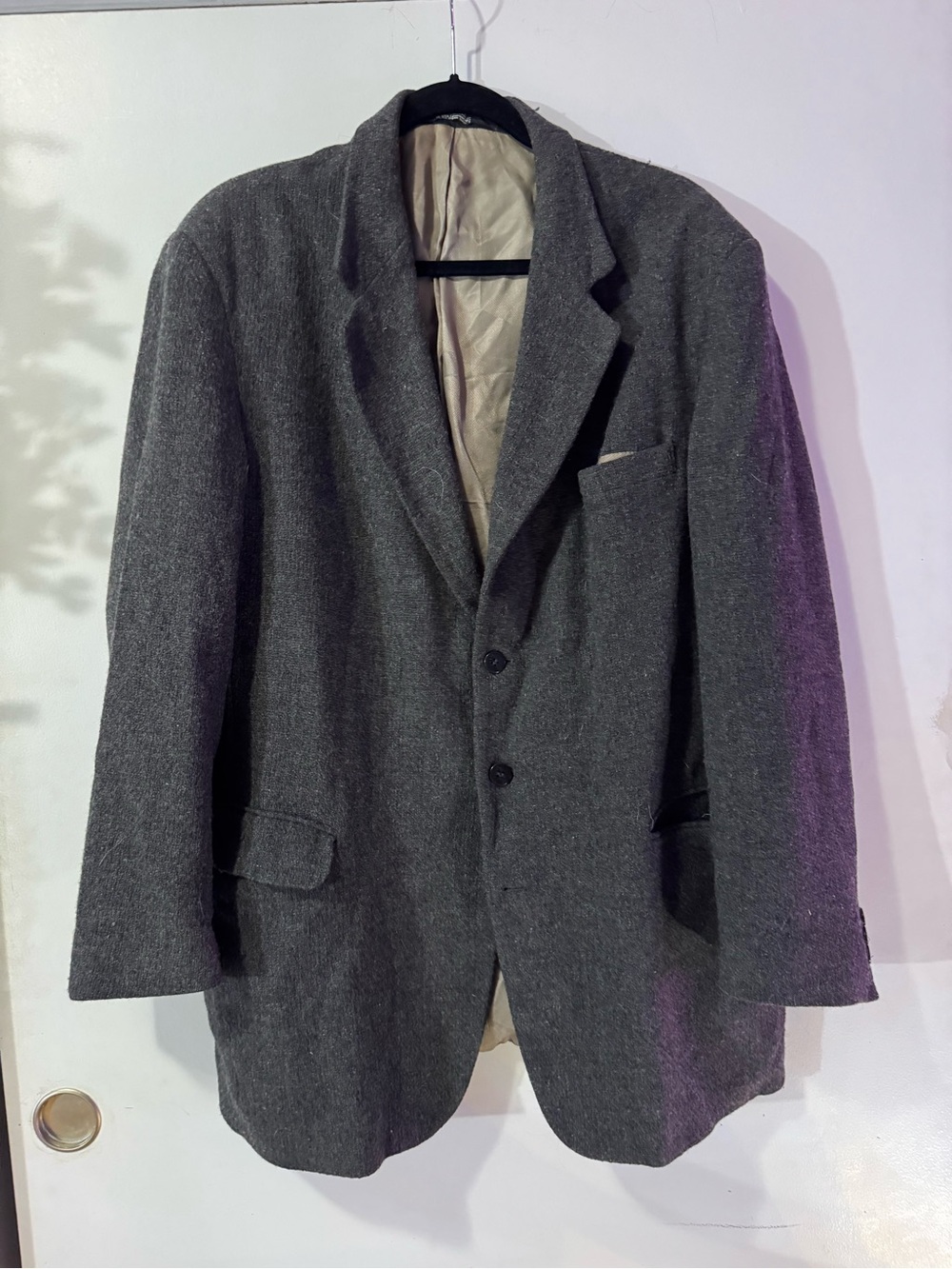 Men's (or Women’s Oversized) Grey Wool Blend Lightweight Classic Coat